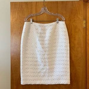 Lafayette 148 New York White Skirt Textured Horizontal Stripe Design NWT Size 10